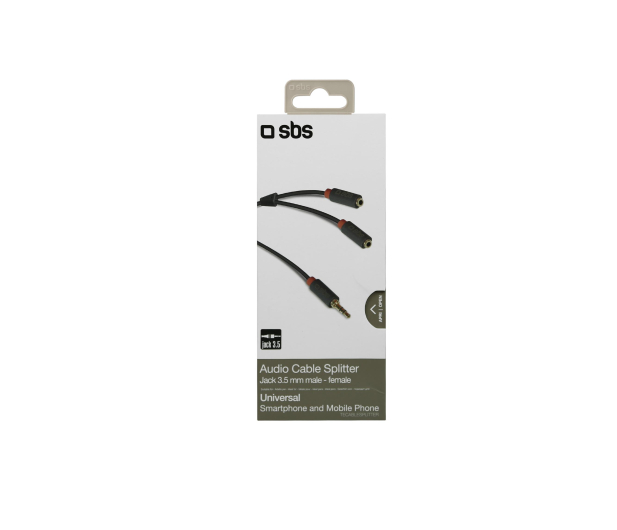 SBS Kabel Audio SBS Jack 3,5 - 2xJack 3,5 (żeńskie) 20 cm Czarny - 1436407 - zdjęcie 2